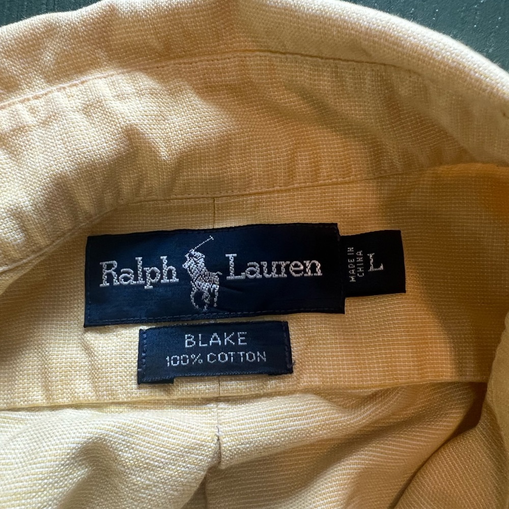 Ralph Lauren Men’s Yellow Button Down Blake Lightweight Casual Shirt Medium - Picture 7 of 7